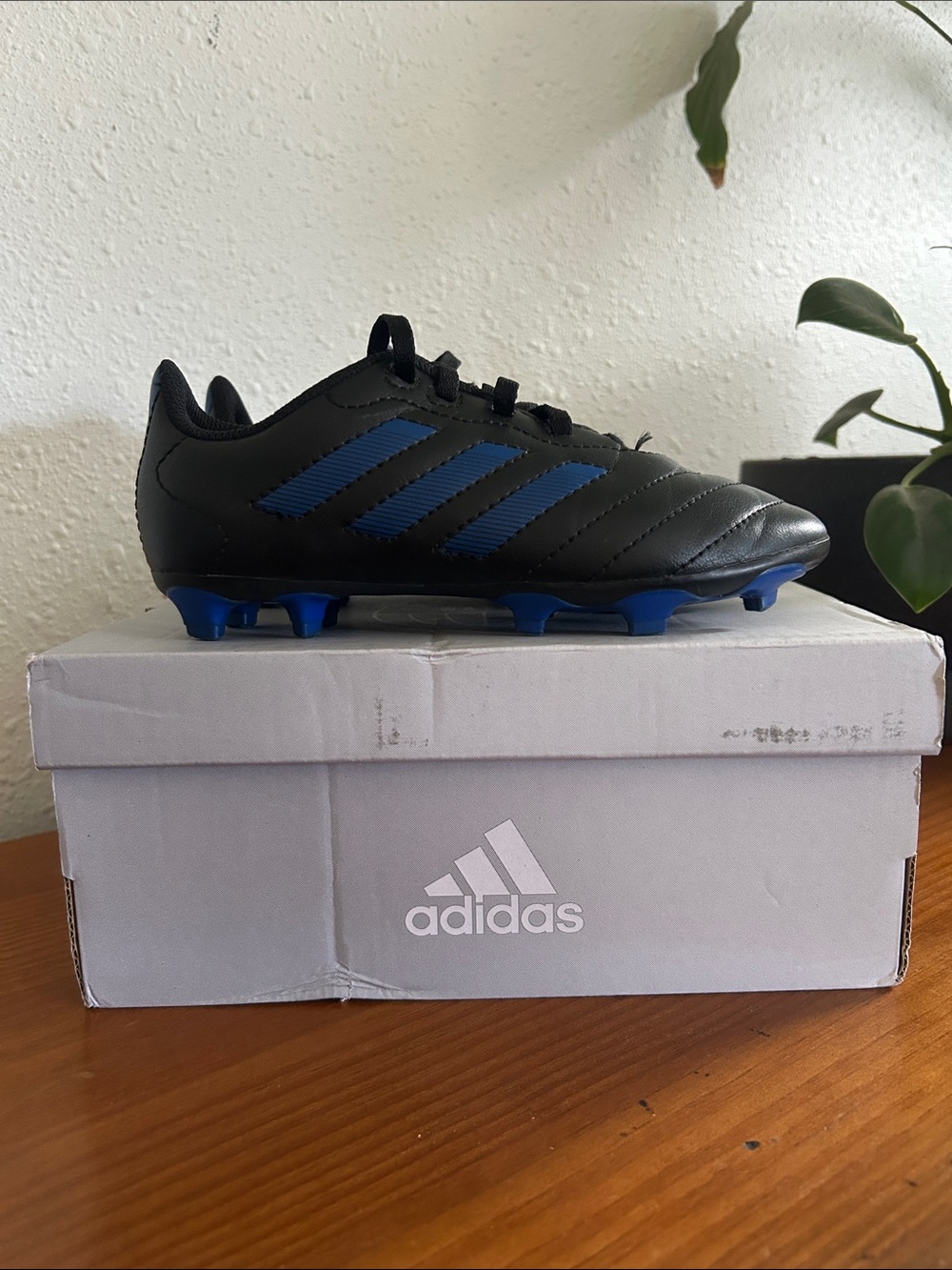 Adidas Black and Blue Junior Soccer Cleats